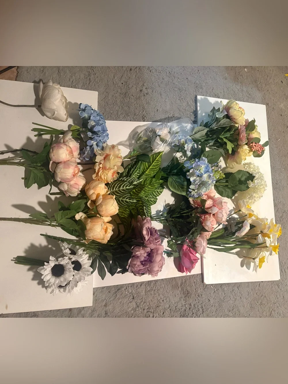 Huge bundle of mixed faux flowers, real touch, silk flowers for crafts, home dec